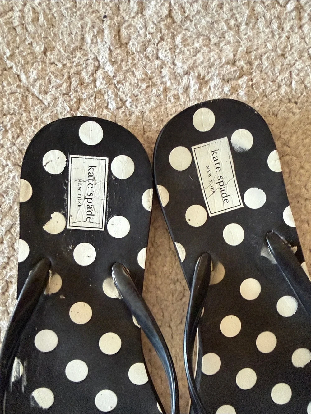 kate spade Black and White Polka Dot Bow Flip Flops Size 11